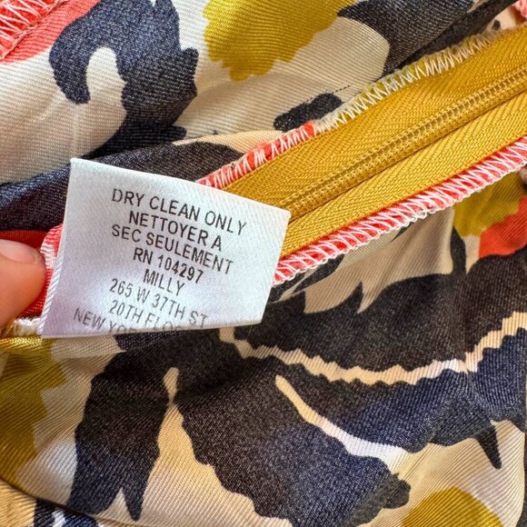 Milly 100% Silk Floral Tie-Neck Blouse Size 6 - Picture 9 of 11